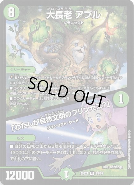 画像1: 【DM25-EX1 U】大長老 アプル/「わたしが自然文明のプリンセス？」　63/89 (1)